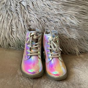 Holographic pink toddler girl boots size 7